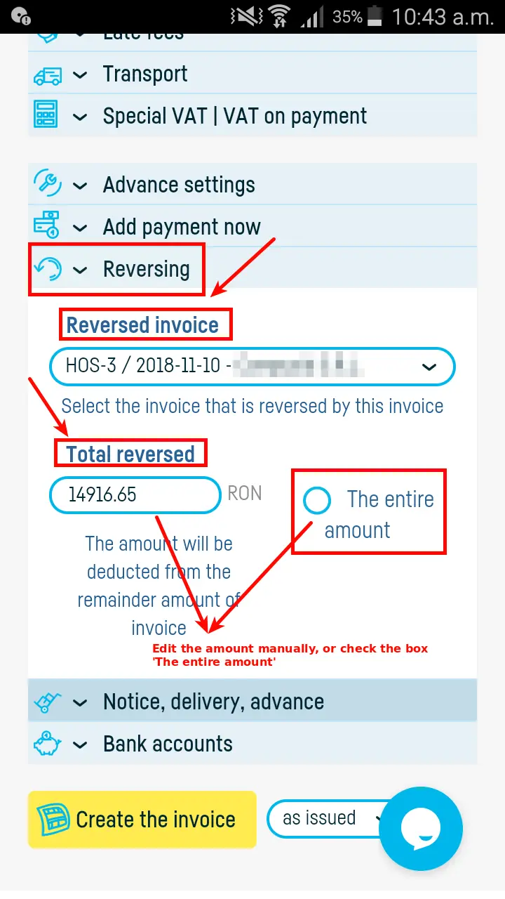 How do I reverse an invoice? - step 3