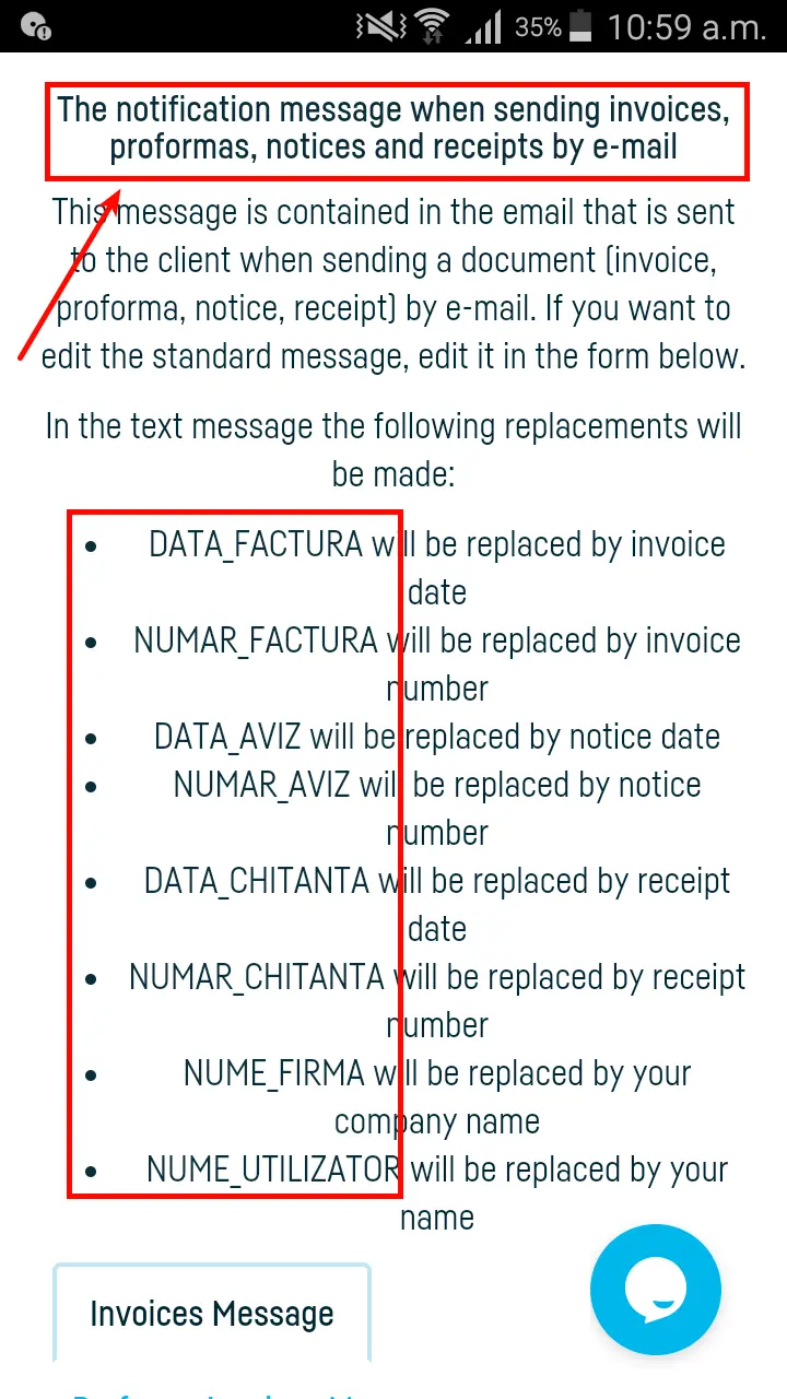 How do I define messages on e-mail sending? - step 3