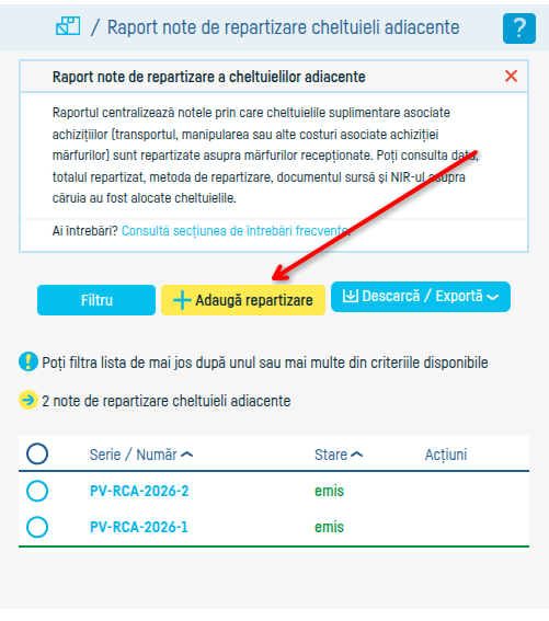 Nota de repartizare a cheltuielilor adiacente - pasul 2