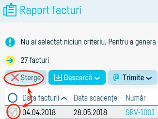 Cum șterg o factură? - pasul 2