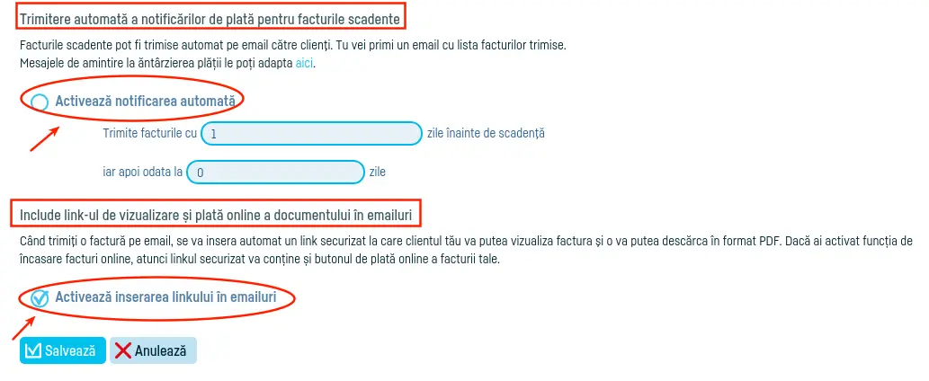 Cum se trimit facturile scadente prin e-mail? - pasul 3