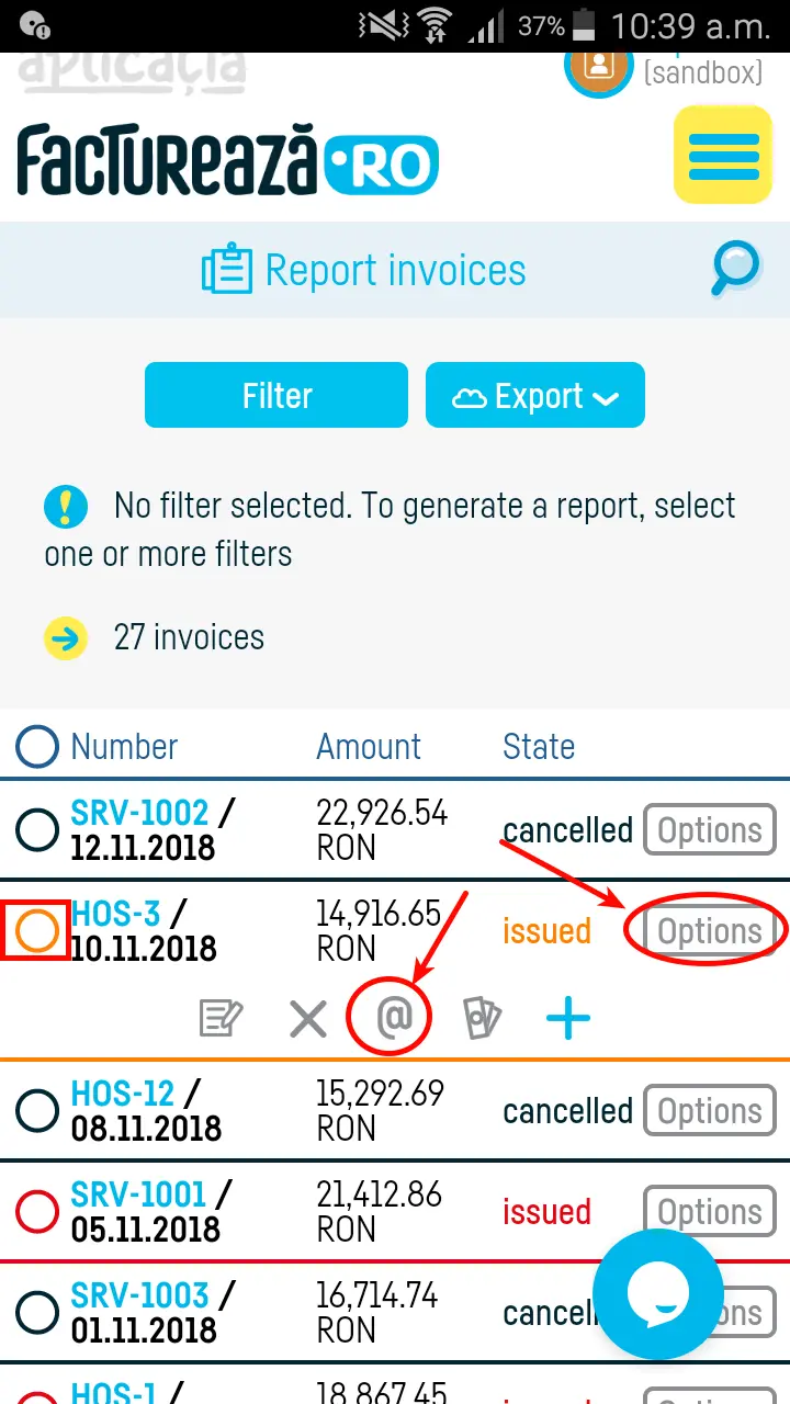 How do I send an invoice by e-mail? - step 2