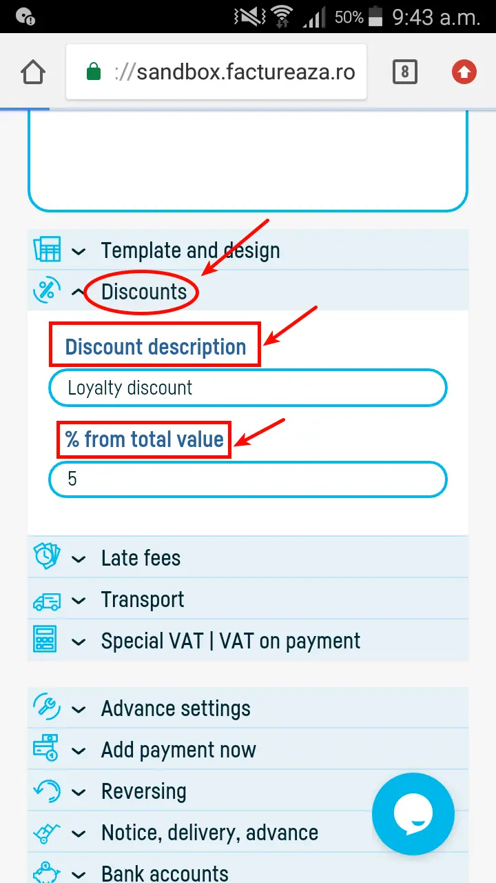 How can I enter discounts on the invoices? - step 1