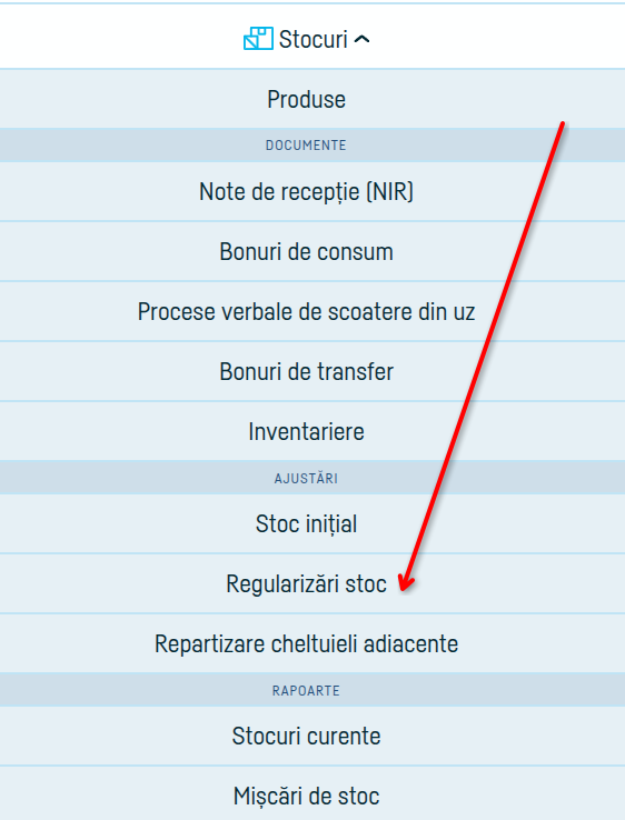 Cum adaugi o regularizare de stoc - pasul 2