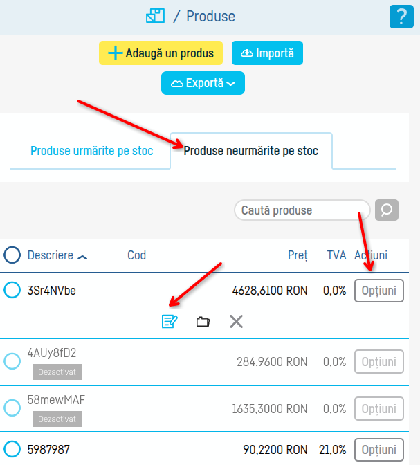 Gestiunea stocurilor: produse urmărite și neurmărite pe - pasul 3