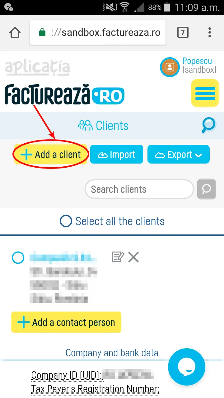 How do I add a new client? - step 2