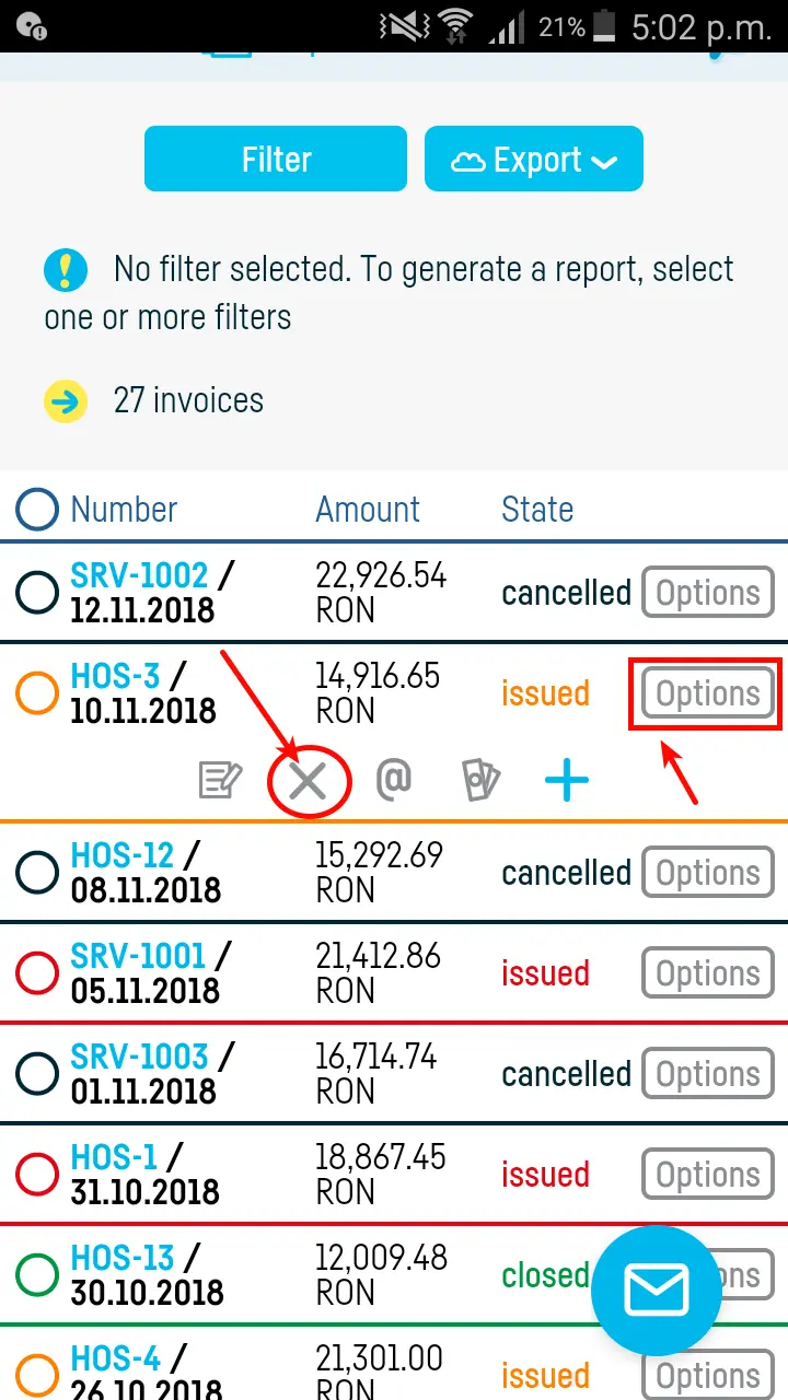 How do I delete an invoice? - step 1