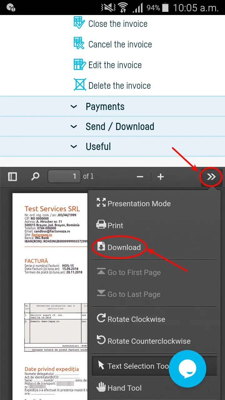How do I print an invoice? - step 3