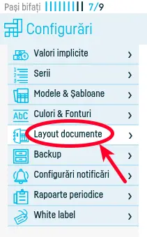Configurare alinieri din tabelul pozițiilor pe factură - pasul 2