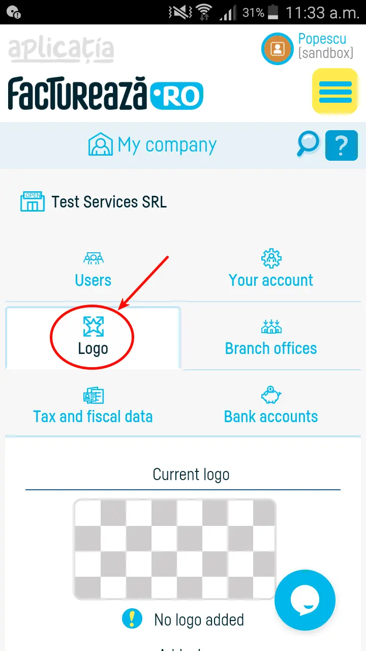 How do I add the company logo on invoices? - step 2