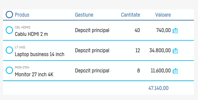 Cum adaugi un stoc inițial - pasul 14