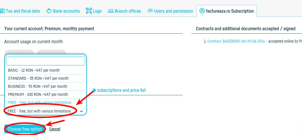 How do I switch to a free subscription? - step 3